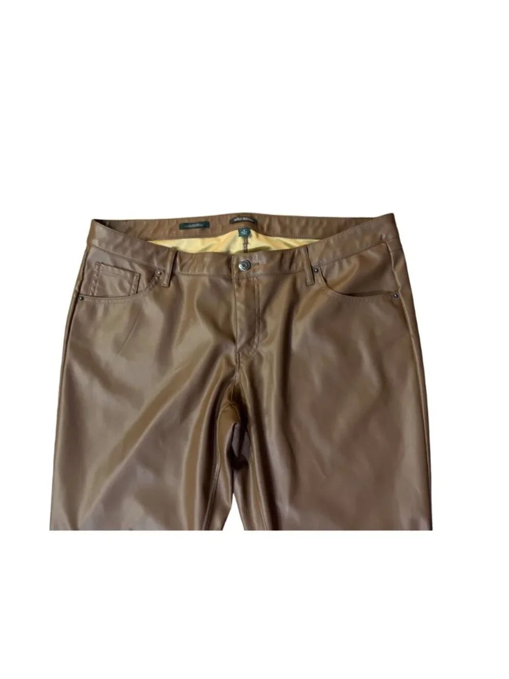 Wild Fable Faux Leather Flare Pants Womens 16 Brown Low Rise Leather Used - Picture 5 of 13